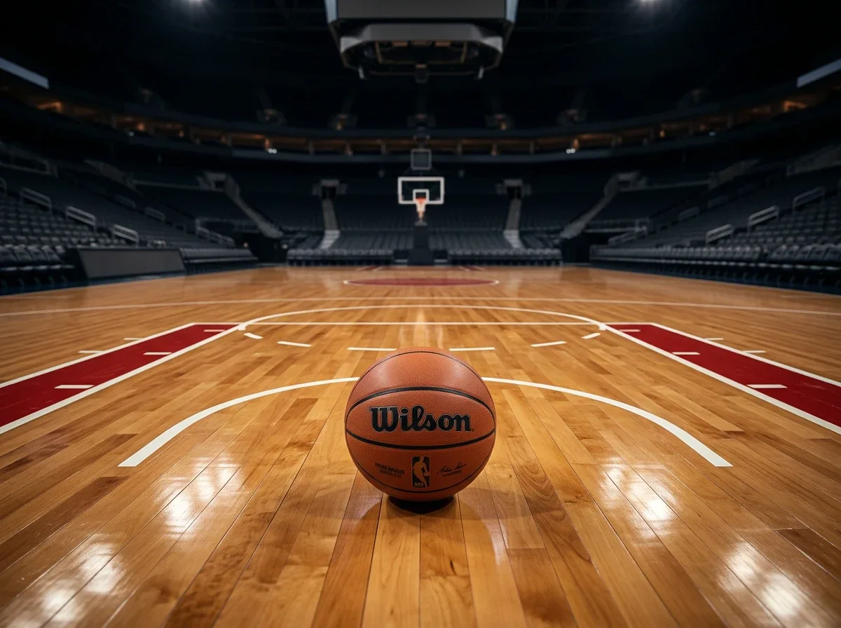 Basketball court data visualisation showing NBA betting statistics and spread analysis
