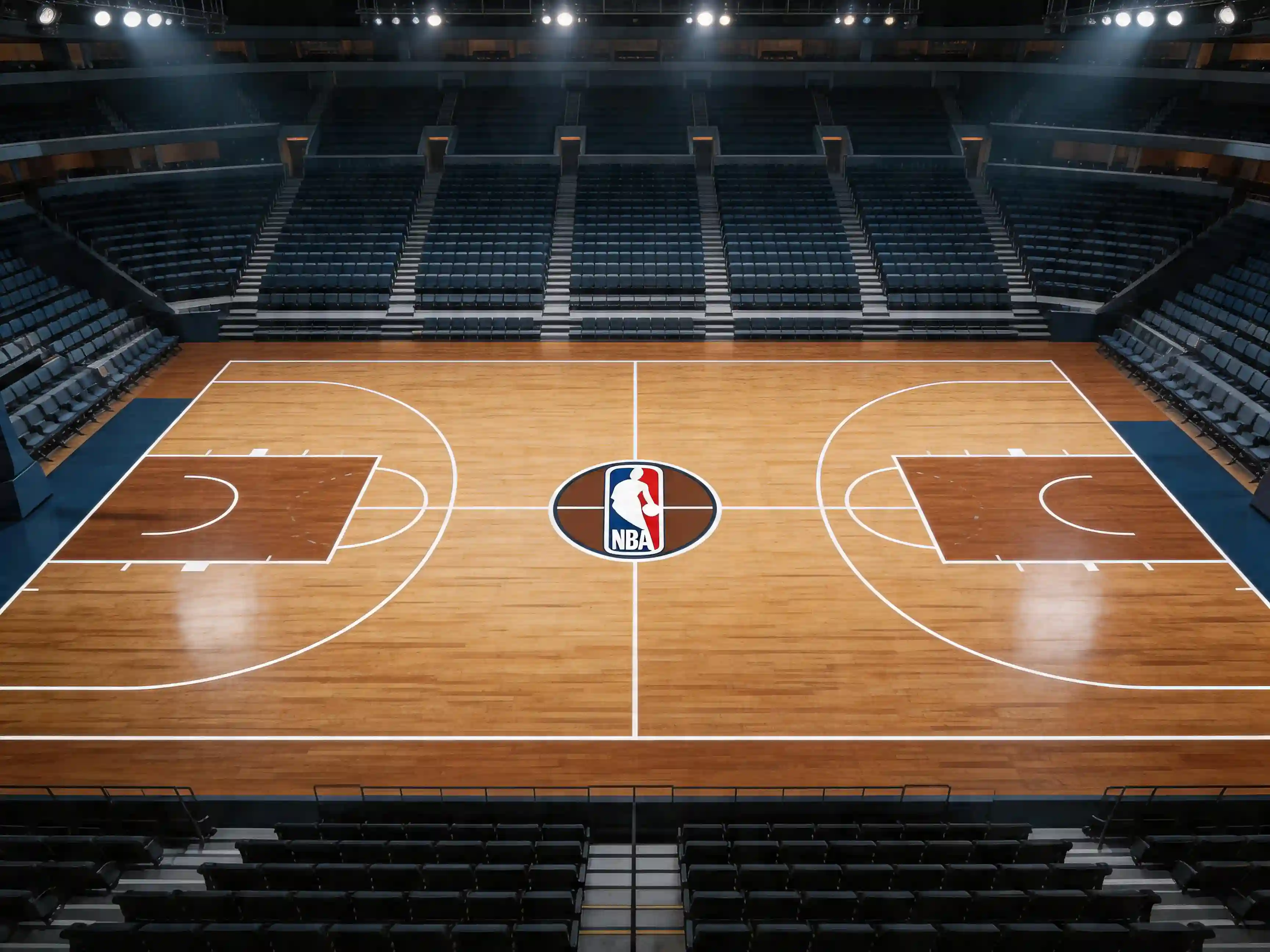 NBA basketball court with digital betting lines overlay